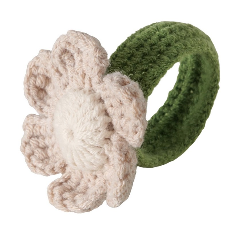 Legatovaglioli a forma di margherite all'uncinetto in 3 varianti assortite, perfetto per la tua tavola primaverile