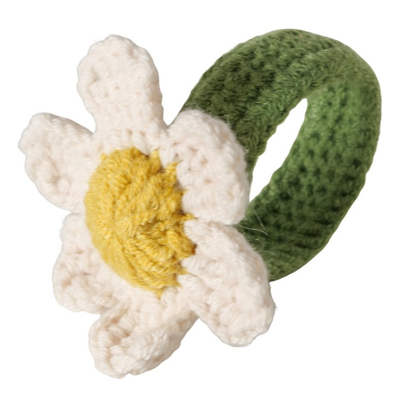 Legatovaglioli a forma di margherite all'uncinetto in 3 varianti assortite, perfetto per la tua tavola primaverile