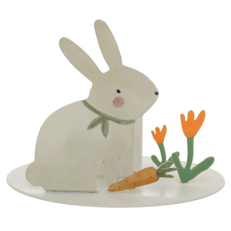 Portacandele in metallo con coniglio e carota, ideale come decorazione primaverile