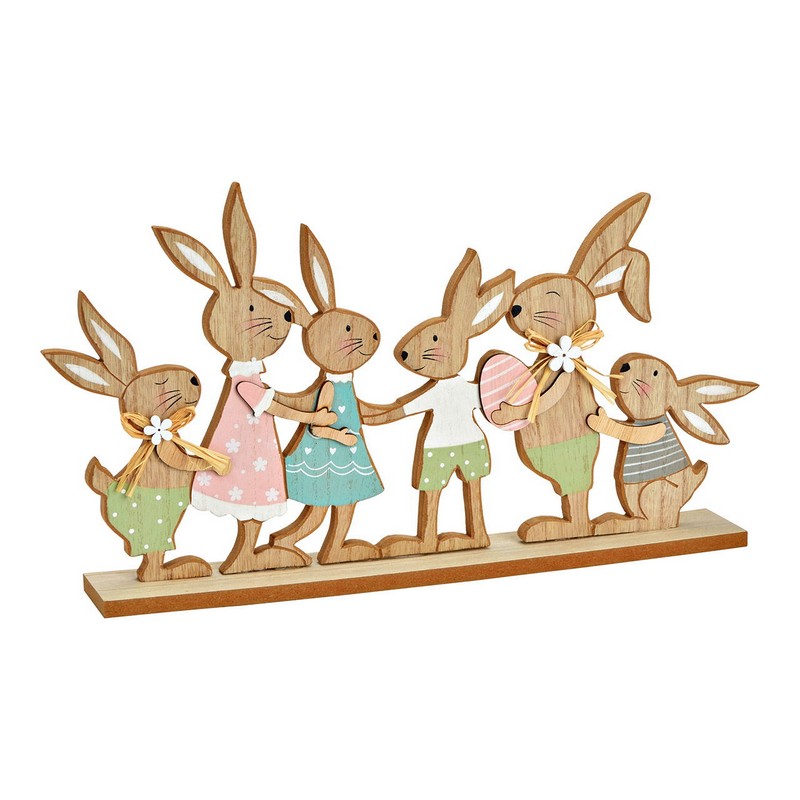 Famiglia di conigli pasquali in legno da appoggio, perfette come decorazione di Pasqua