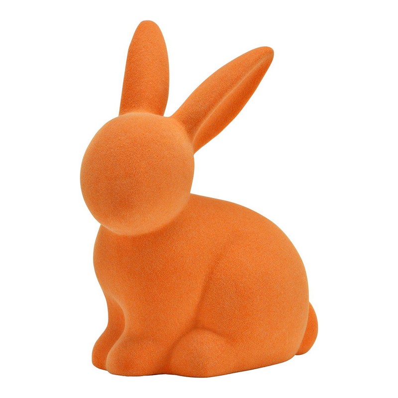 Coniglio pasquale arancione floccato in ceramica, perfetto come decorazione di Pasqua