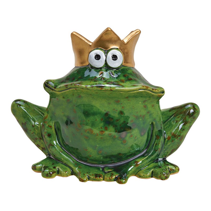 Rana con corona in ceramica da appoggio