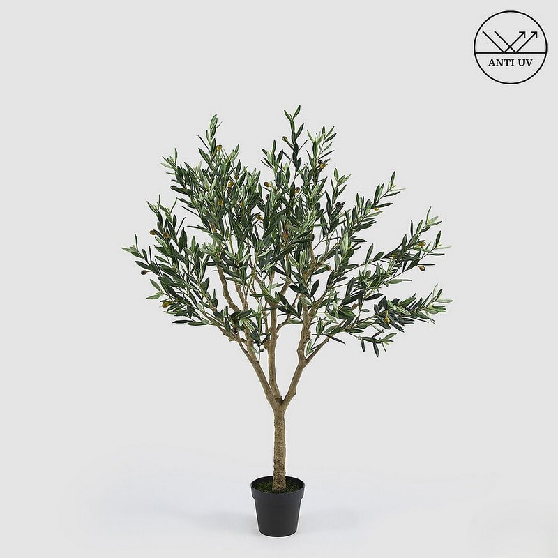 Pianta artificiale di ulivo in vaso per utilizzo interno ed esterno con rivestimento anti UV