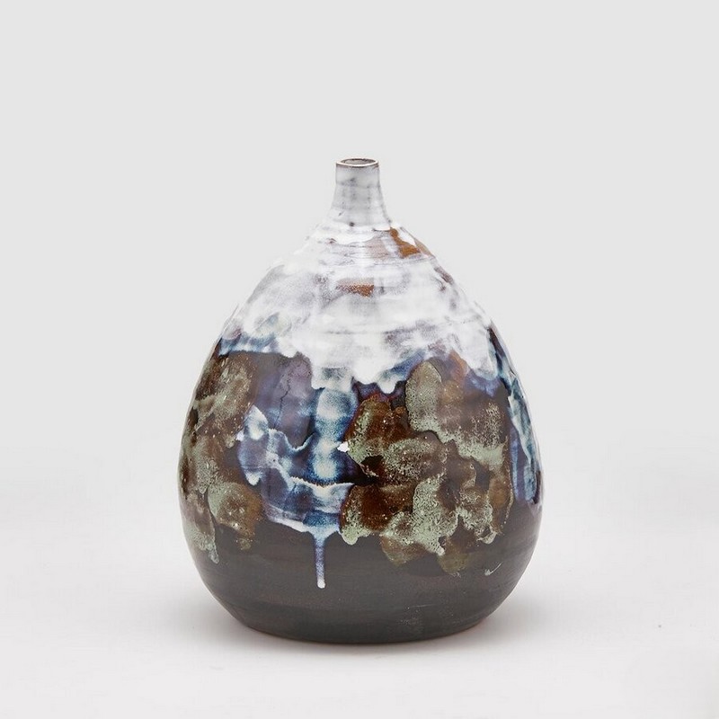 Vaso orcio Fenice bianco e marrone