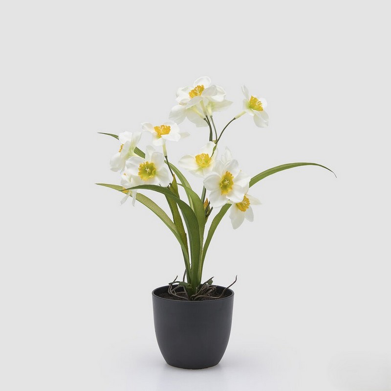 Fiori di narciso bianco artificiale in vaso