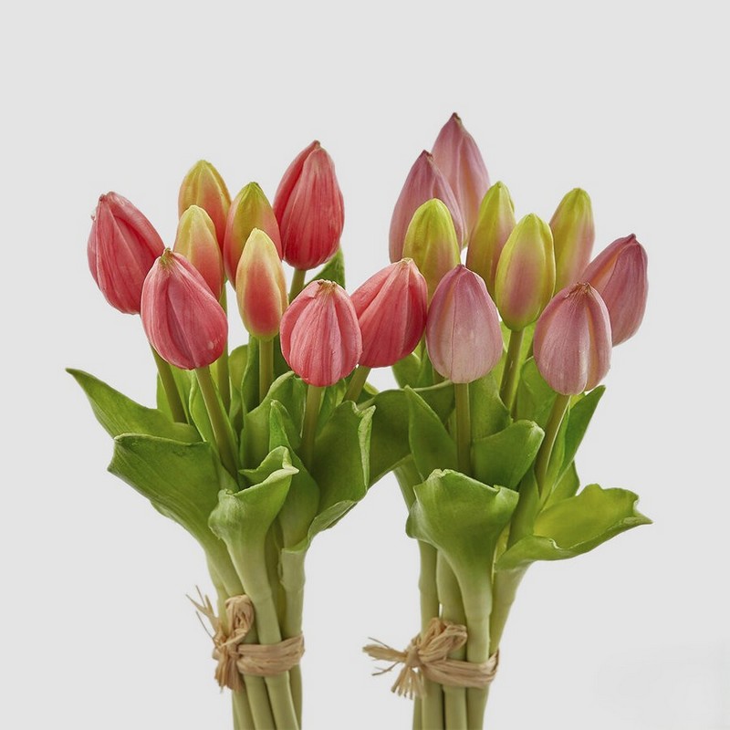 Mazzo di 9 tulipani chiusi in 2 tonalità assortite di rosa, utilizzabili indipendentemente l'uno dall'altro