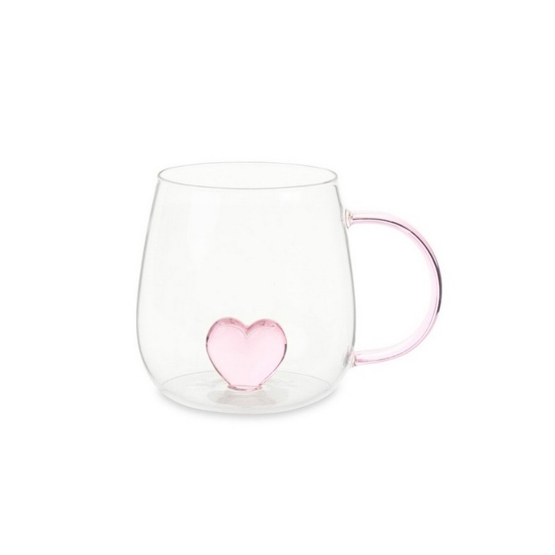 Tazza mug in vetro borosilicato con all'interno un cuore