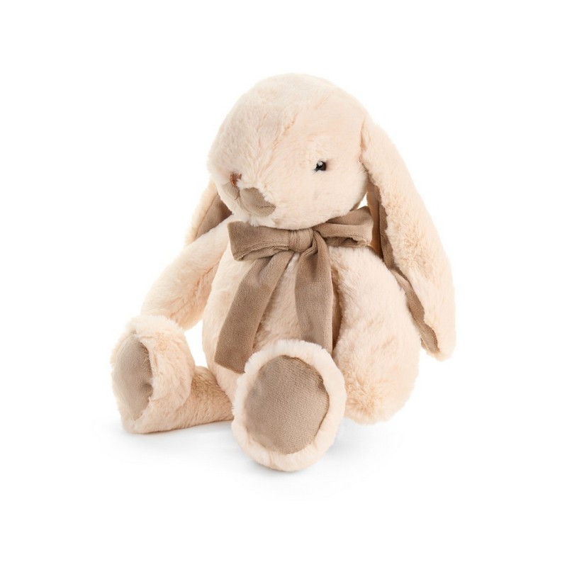 Peluche coniglio con fiocco, perfetto per le tue decorazioni di Pasqua
