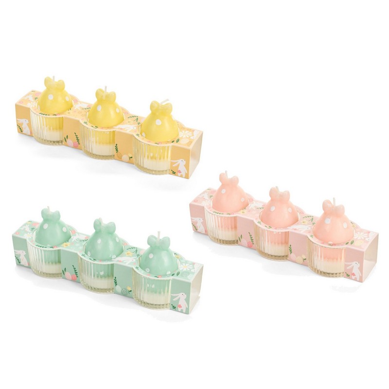 Set 3 candele a forma di uovo di Pasqua in 3 colori assortiti, perfette per le tue decorazioni di Pasqua