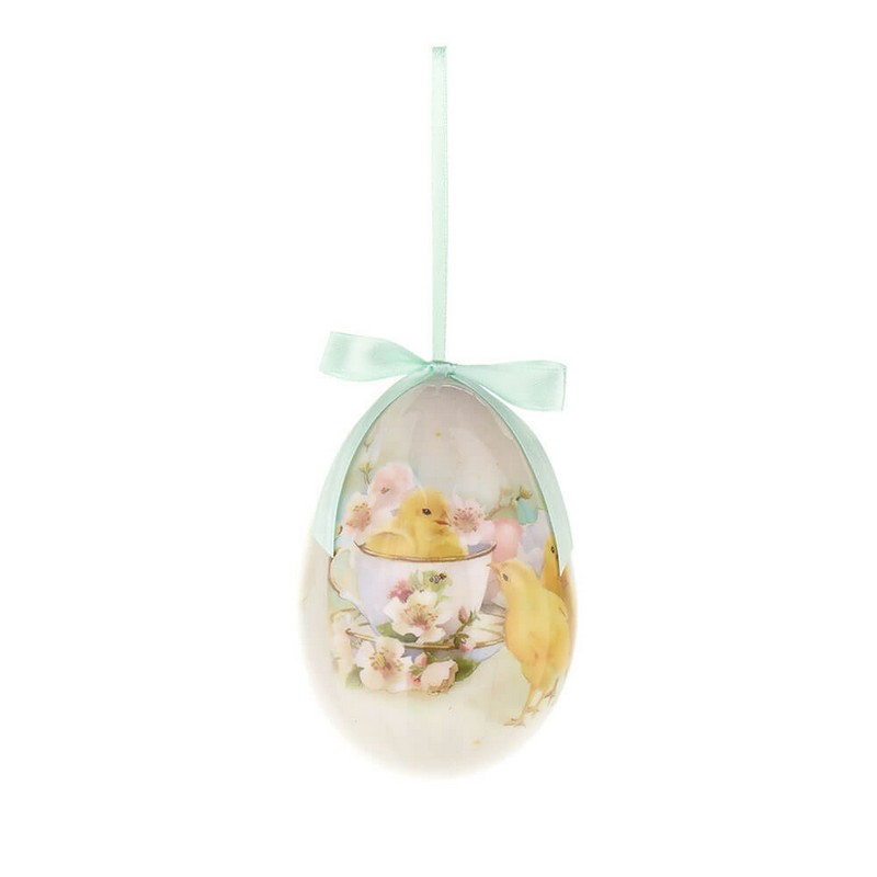 Set 6 uova di Pasqua decorate con conigli e pulcini, perfetto per le tue decorazioni di Pasqua