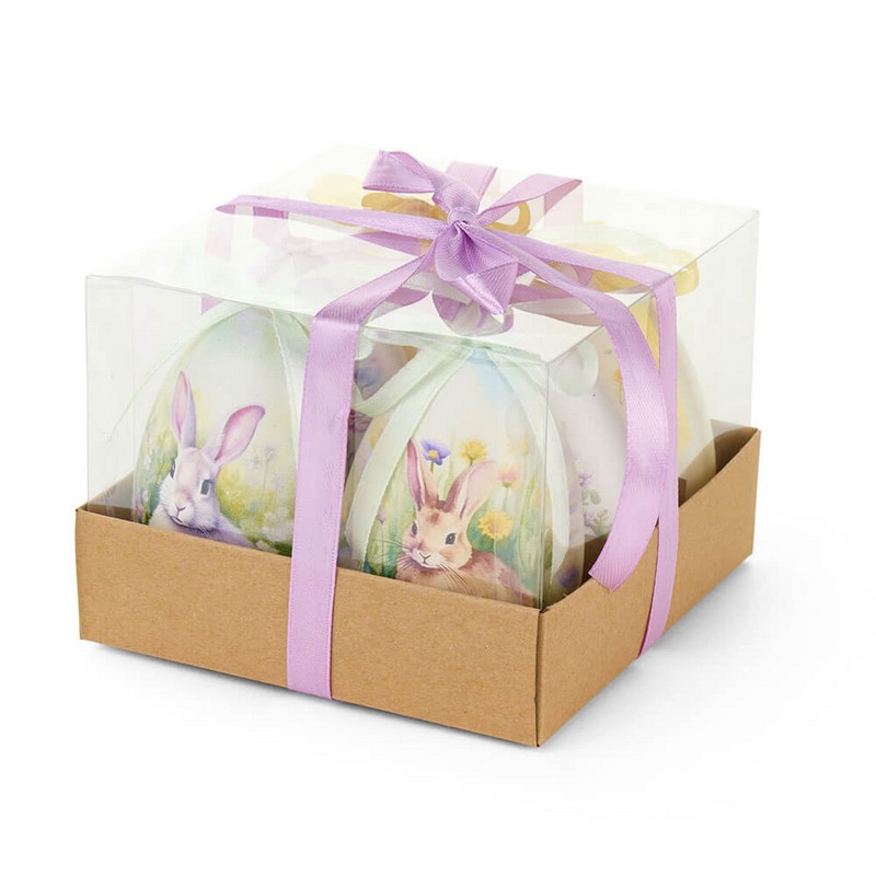 Set 6 uova di Pasqua decorate con conigli e pulcini, perfetto per le tue decorazioni di Pasqua