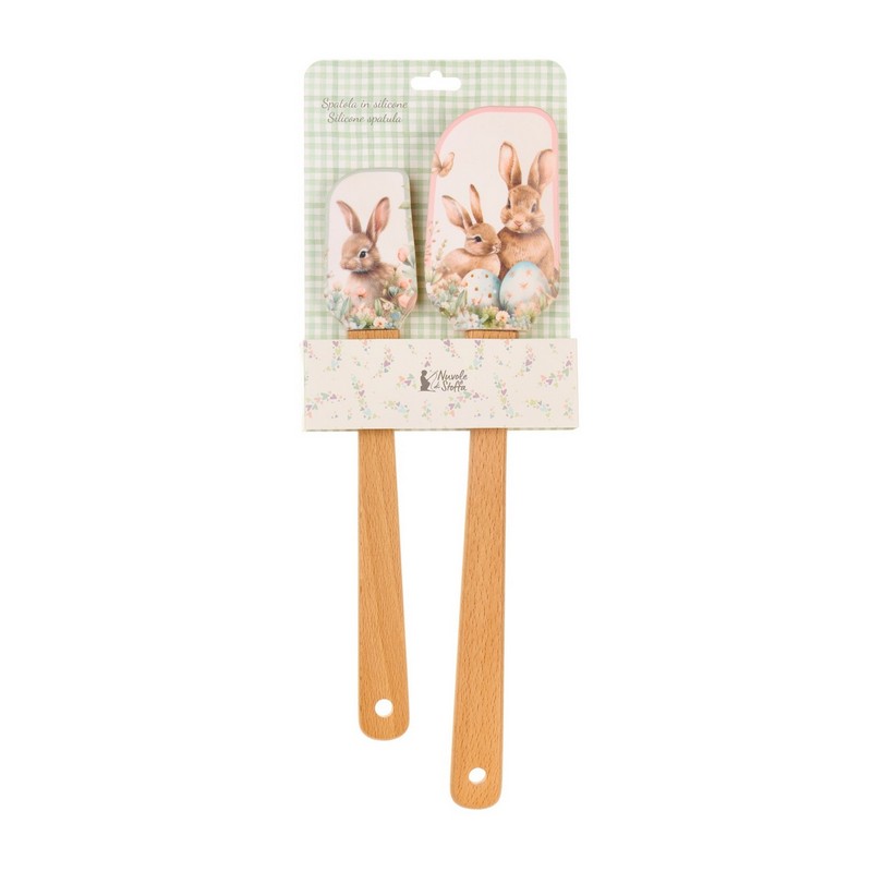 Set 2 spatole da cucina in silicone decorate con conigli di Pasqua