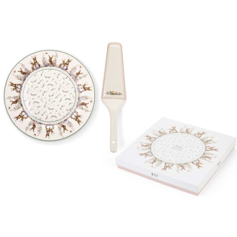 Piatto con paletta decorati con conigli pasquali in scatola regalo, perfetto come regalo di Pasqua