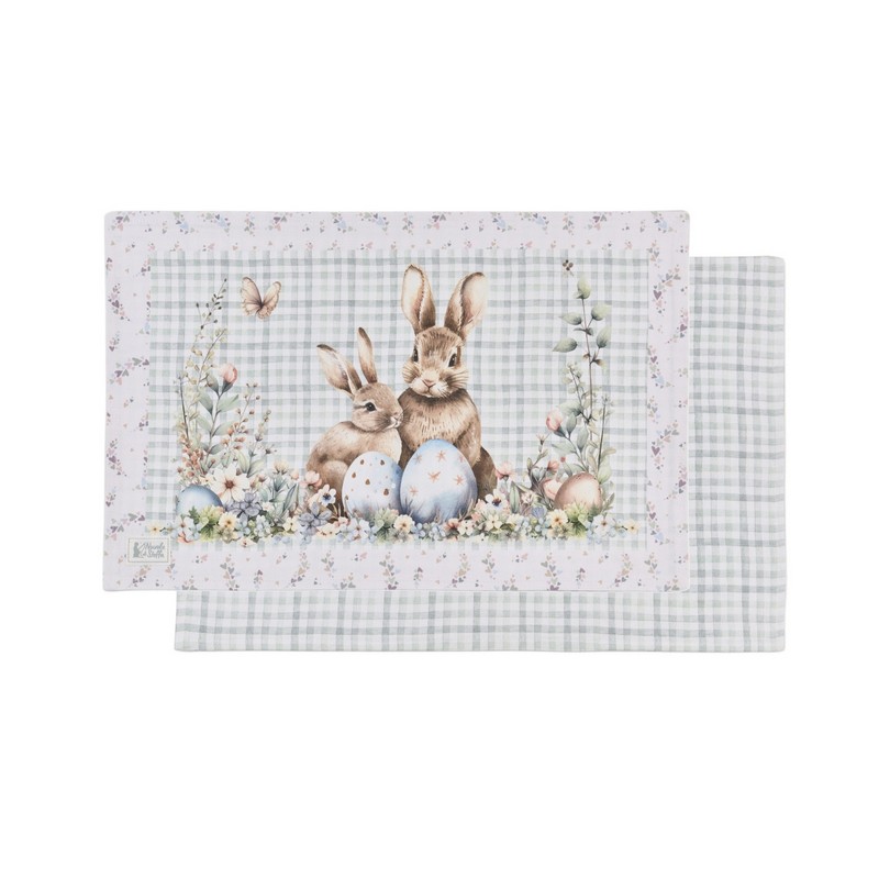 Tovaglietta americana in cotone decorata conigli pasquali, perfetta come regalo di Pasqua