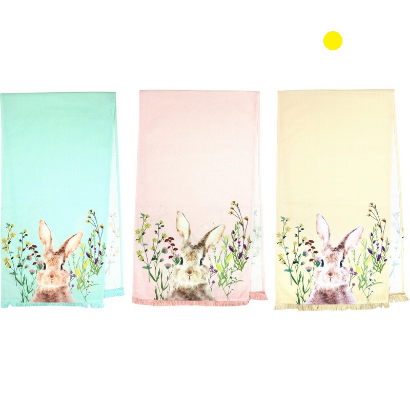 Runner da tavola giallo decorato con coniglio di Pasqua, perfetto per le tue decorazioni pasquali