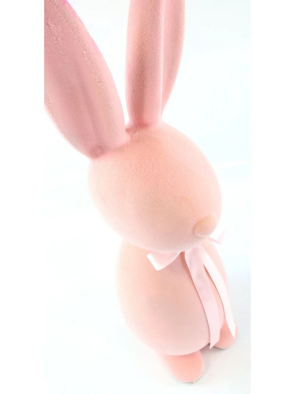 Coniglio pasquale floccato rosa da 71 cm di altezza, perfetto per le tue decorazioni di Pasqua