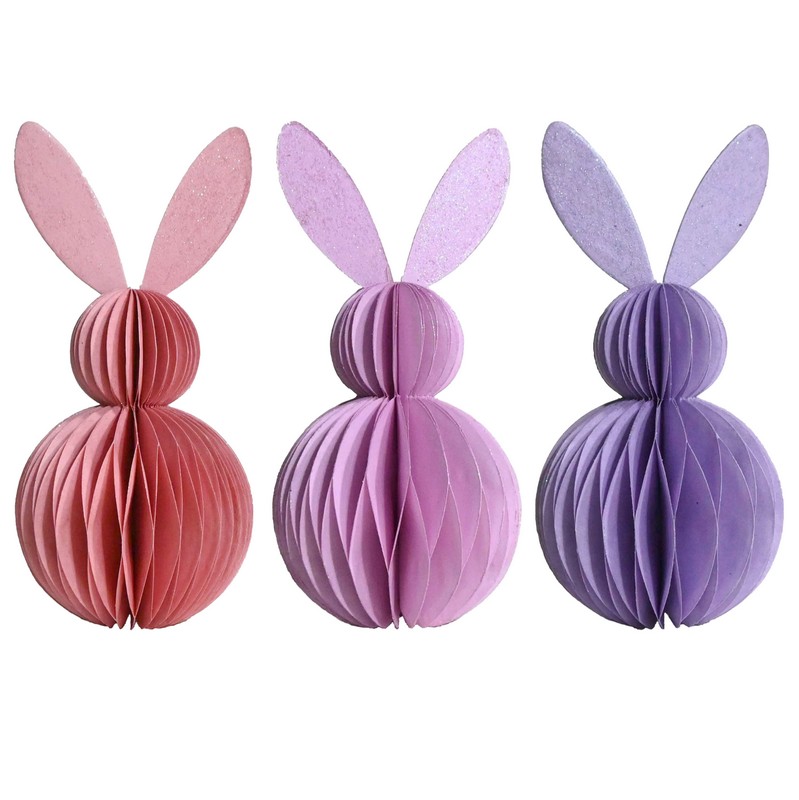 Coniglio di Pasqua origami assortito in 3 tonalità di viola, perfetto per le tue decorazioni pasquali