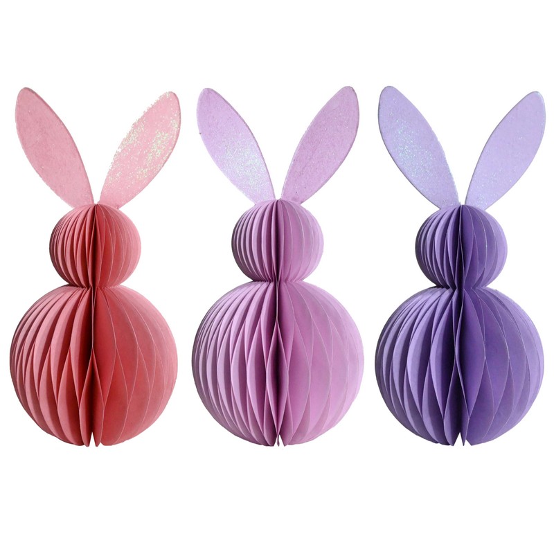 Coniglio di Pasqua origami assortito in 3 tonalità di viola, perfetto per le tue decorazioni pasquali