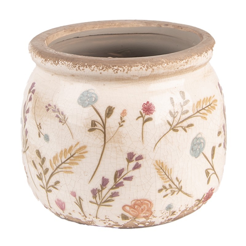 Vaso bombato in stile vintage decorato con fiori di campo