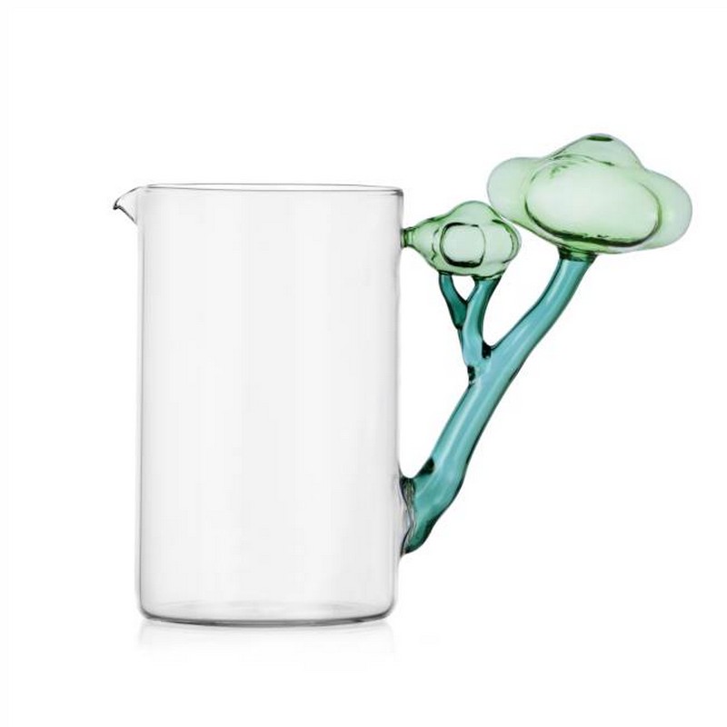 Caraffa per l'acqua in vetro borosilicato con manico a forma di alberi