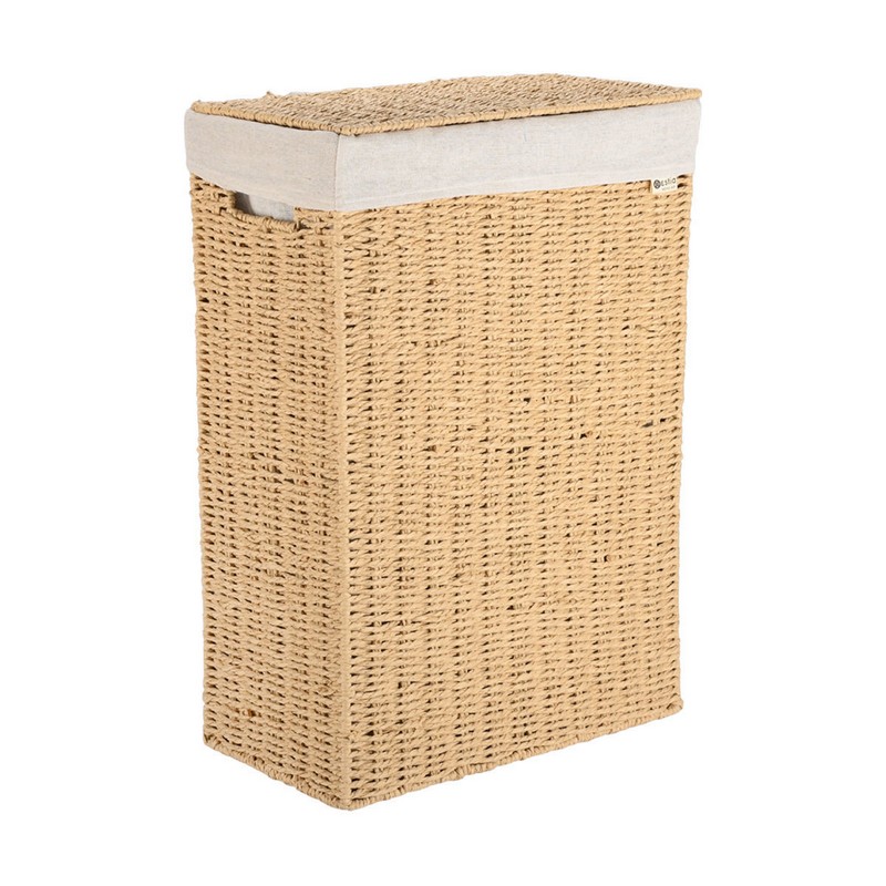 Cesto per biancheria in vimini con rivestimento interno removibile