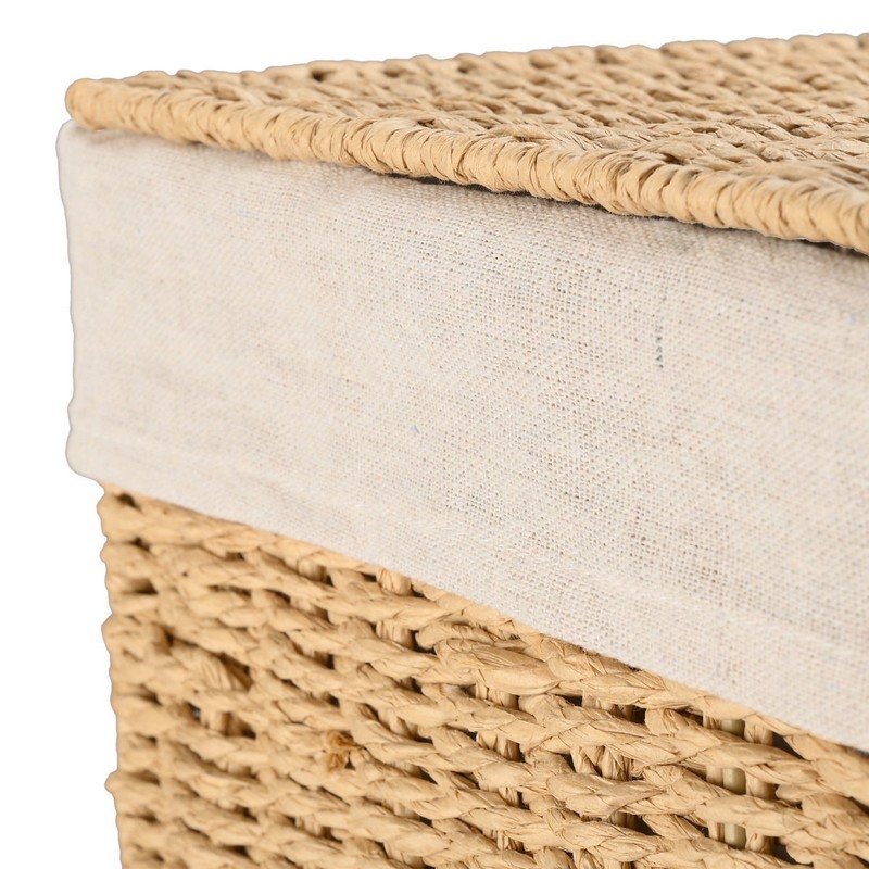 Cesto per biancheria in vimini con rivestimento interno removibile