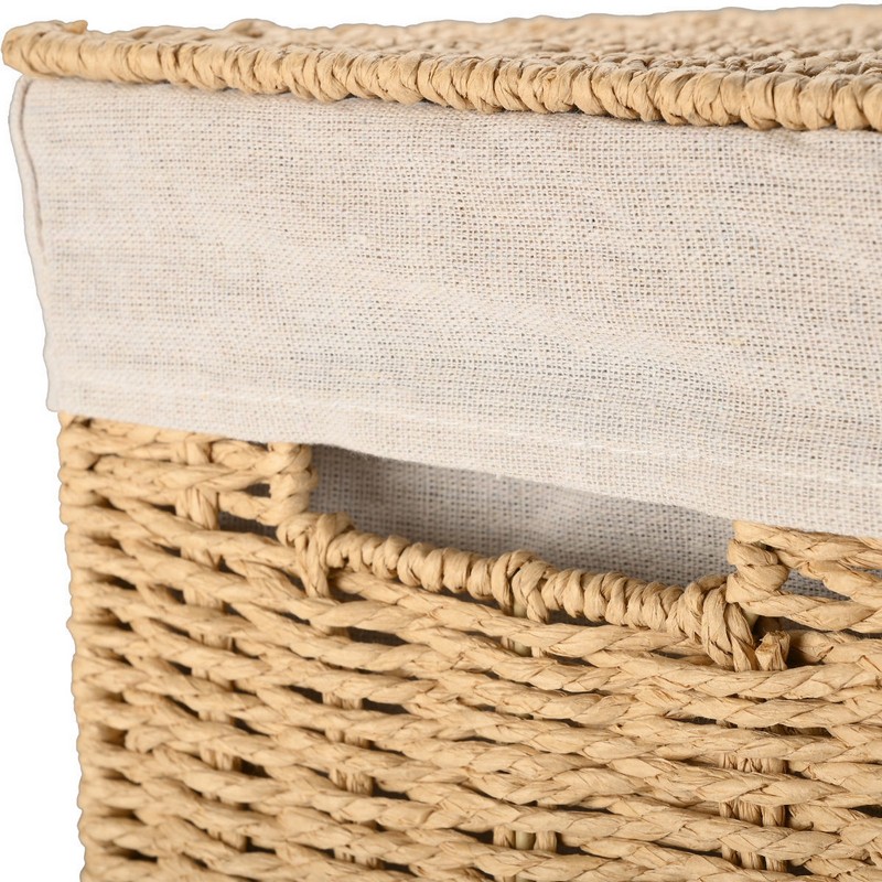 Cesto per biancheria in vimini con rivestimento interno removibile
