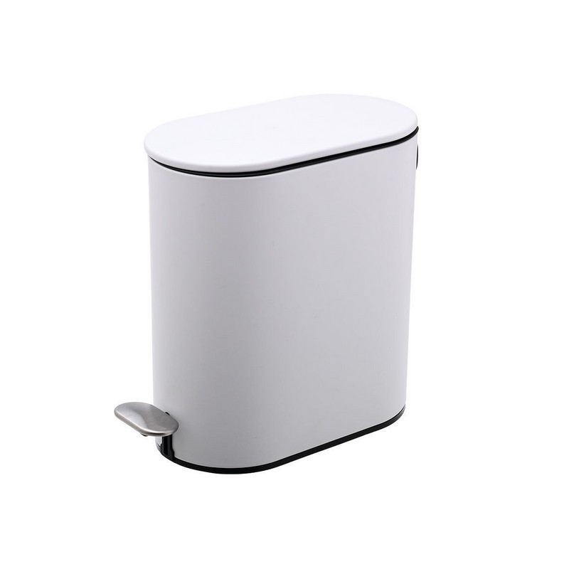 Cestino da bagno bianco opaco con pedale e chiusura delicata automatica