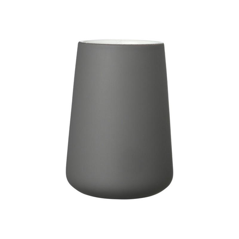 Porta spazzolini grigio in ceramica con interno bianco