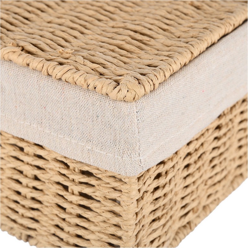 Cesto in vimini con rivestimento interno removibile e coperchio, per riporre vestiti, oggetti o qualunque altra cosa