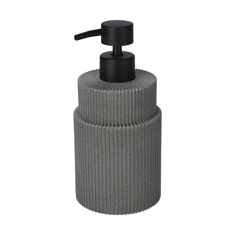 Dispenser sapone bagno a righe verticali in resina grigia effetto sasso