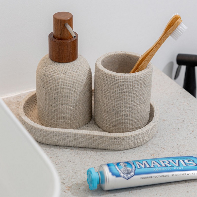 Porta spazzolini in resina effetto juta, utilizzabile anche come portapenne