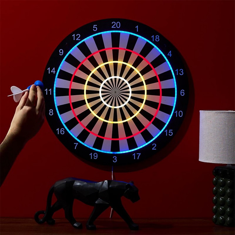 Gioco freccette con bersaglio effetto neon, una divertentissima idea regalo per adulti e bambini