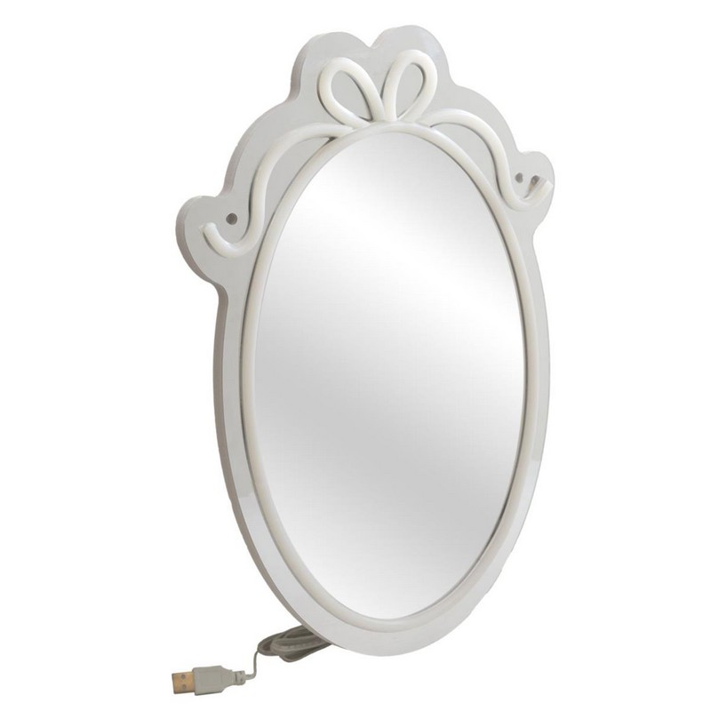 Specchio da parete con luce effetto neon