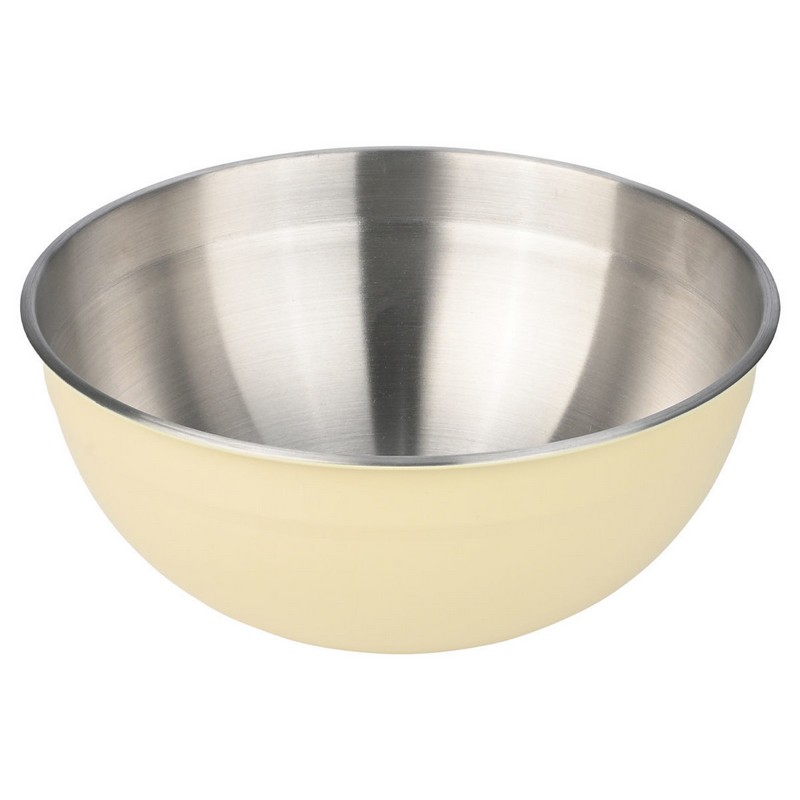 Mixing bowl in acciaio con esterno color crema, perfetta come idea regalo per la cucina