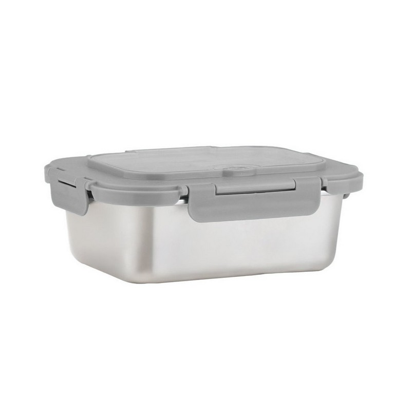 Portapranzo in acciaio inossidabile con due scomparti e posate (forchetta e coltello), capacità 1.2 litri
