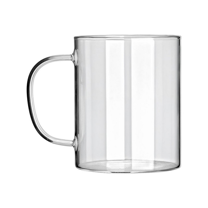 Tazza mug in vetro borosilicato trasparente da 400 ml