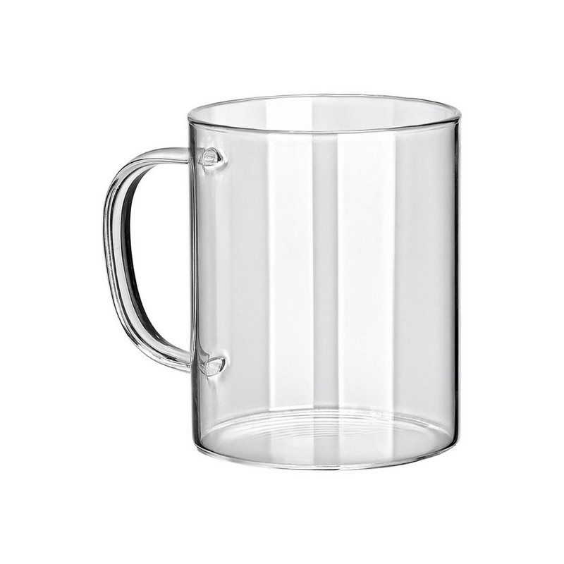 Tazza mug in vetro borosilicato trasparente da 400 ml