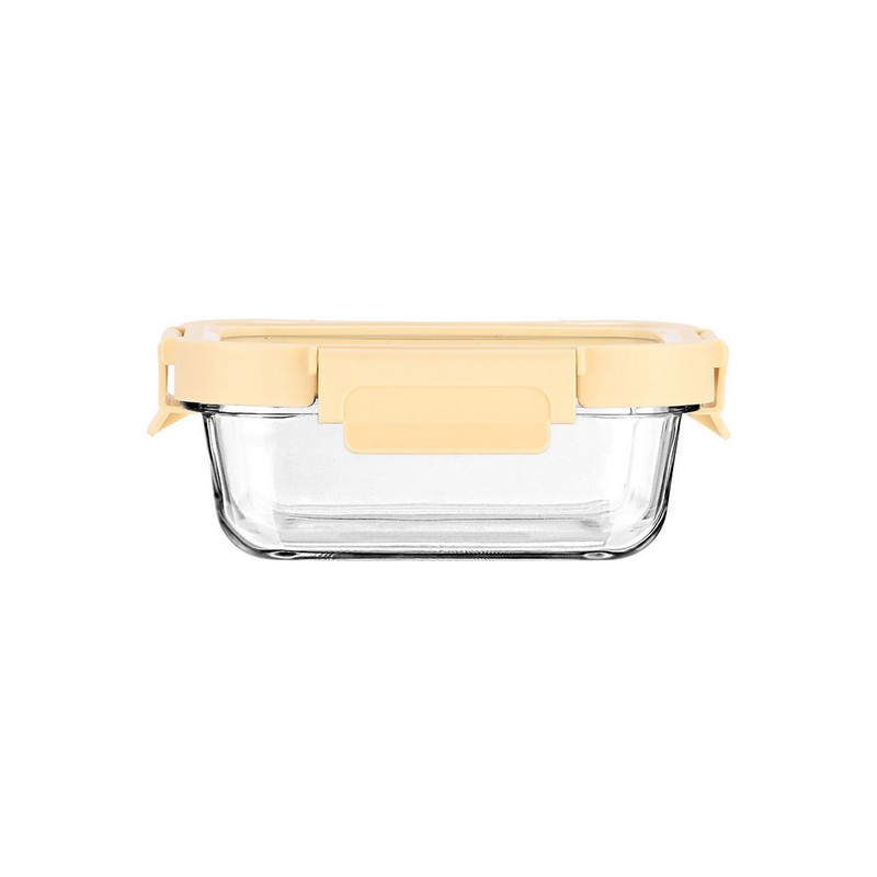 Contenitore per alimenti in vetro borosilicato con coperchio ermetico color avorio, capacità 370 ml