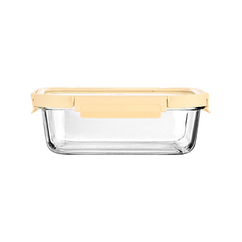 Contenitore per alimenti in vetro borosilicato con coperchio ermetico color avorio, capacità 640 ml