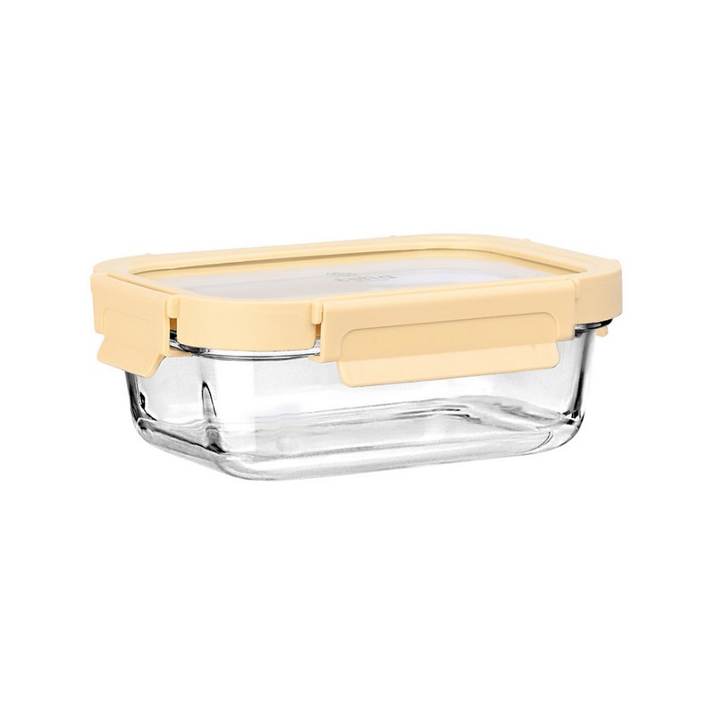 Contenitore per alimenti in vetro borosilicato con coperchio ermetico color avorio, capacità 640 ml