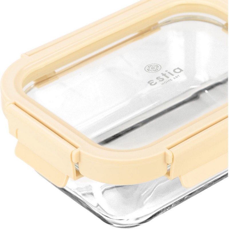 Contenitore per alimenti in vetro borosilicato con coperchio ermetico color avorio, capacità 640 ml