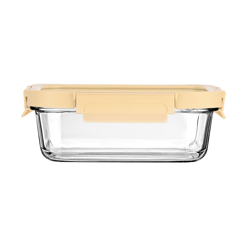 Contenitore per alimenti in vetro borosilicato con coperchio ermetico color avorio, capacità 1050 ml