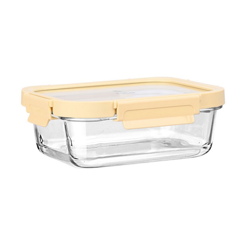 Contenitore per alimenti in vetro borosilicato con coperchio ermetico color avorio, capacità 1050 ml