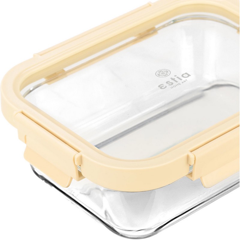 Contenitore per alimenti in vetro borosilicato con coperchio ermetico color avorio, capacità 1050 ml