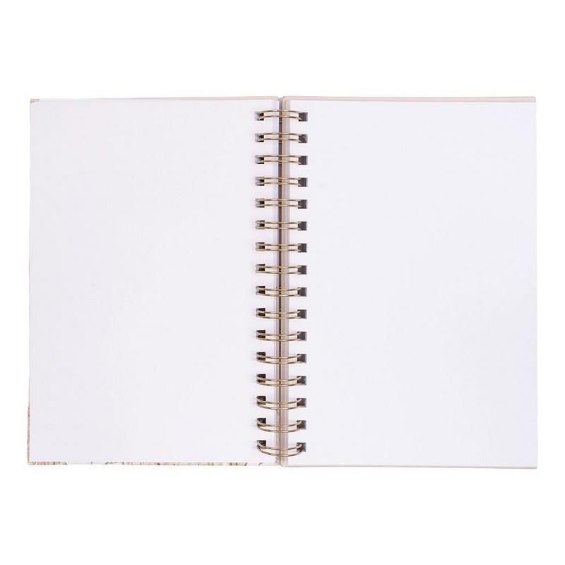 Quaderno con pagine bianche dimensione A5 con rilegatura a spirale e decorato con coniglio, con elastico per tenerlo chiuso