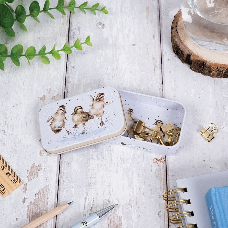 Mini scatola di latta decorata con tre anatroccoli