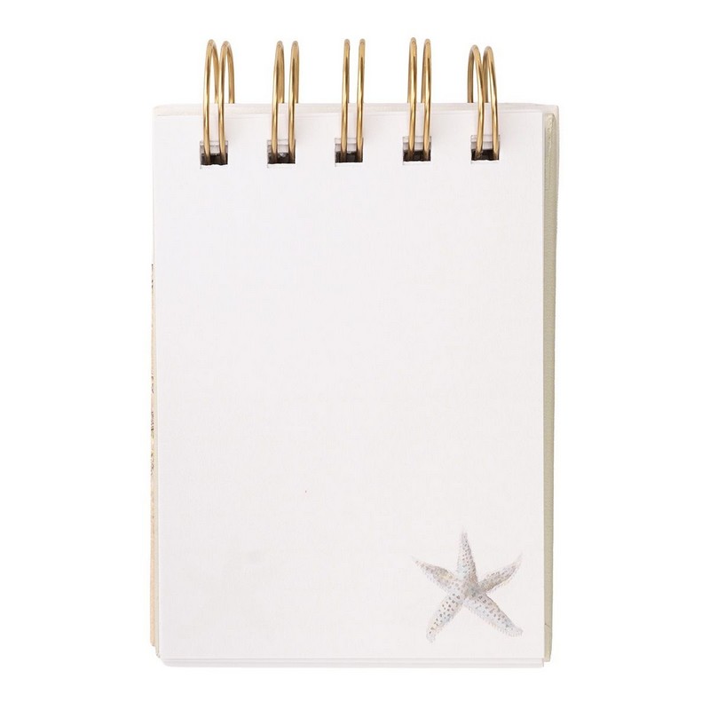 Taccuino da campo con rilegatura a spirale decorato con animali del mare, con pagine sia bianche che a righe ed elastico per tenerlo chiuso