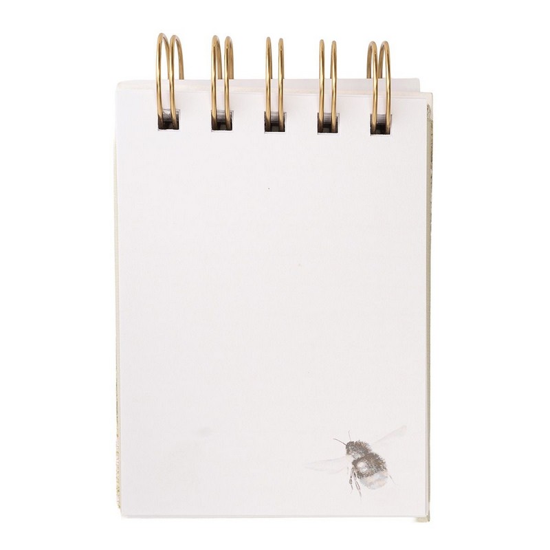 Taccuino da campo con rilegatura a spirale decorato con animali della campagna, con pagine sia bianche che a righe ed elastico per tenerlo chiuso