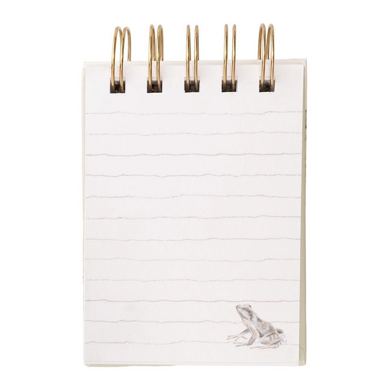 Taccuino da campo con rilegatura a spirale decorato con animali del fiume, con pagine sia bianche che a righe ed elastico per tenerlo chiuso